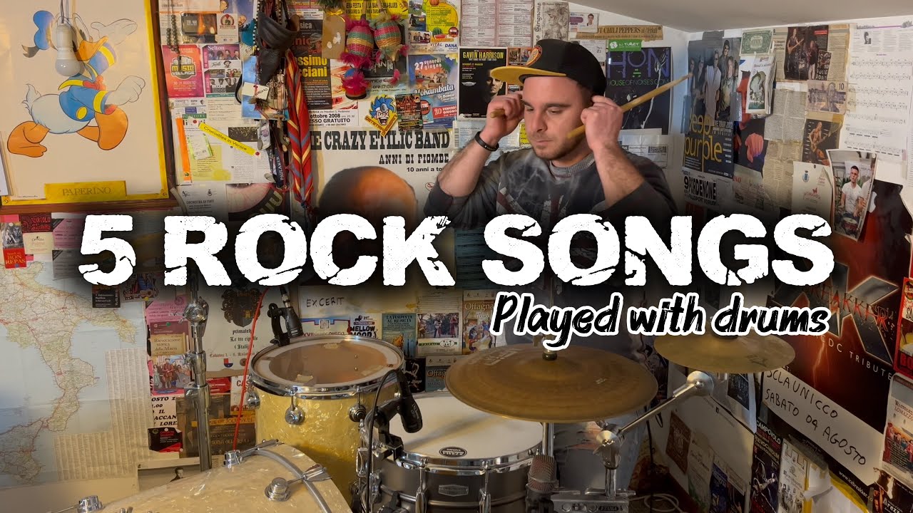 Layed With Rocks 5 ROCK SONGS Played with drums - YouTube