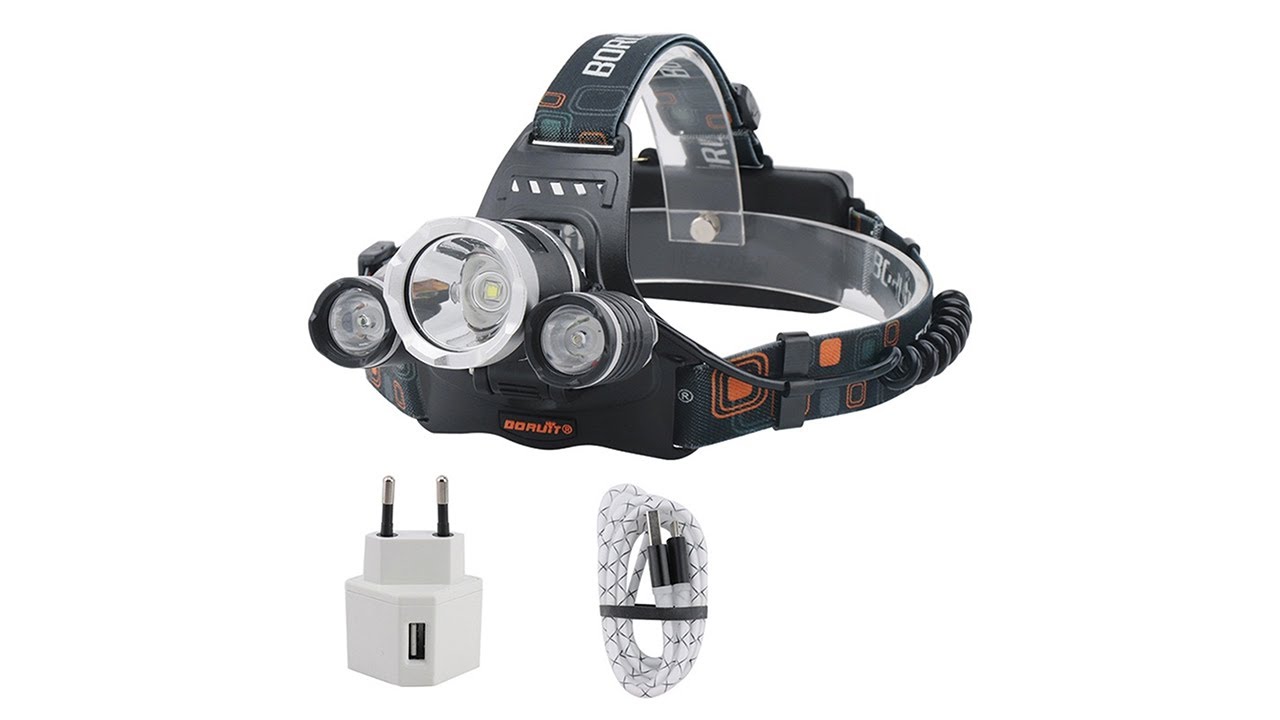 YWXLight RJ-3000 5000LM Strong Headlight USB Rechargeable Fishing Light, EU  Plug(Headlamp+USB Cable)