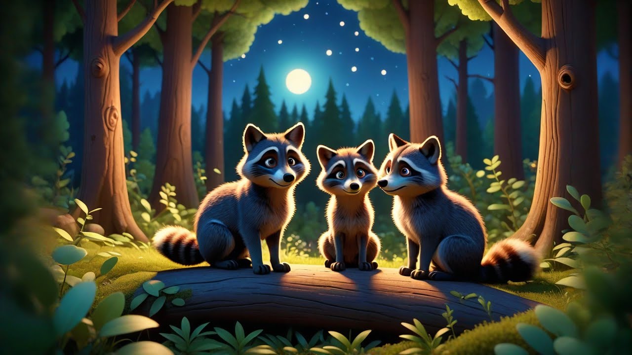 Three Baby Wolves Howl at the Moon | Nighttime & Counting | Nursery Rhymes and Preschool Learning