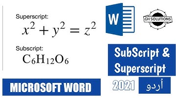 Subscript and Superscript in MS Word | in Urdu 2021 by : GH Solutions