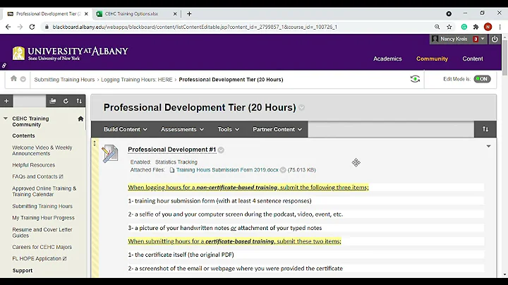 Submitting EHC Training Hours on Blackboard
