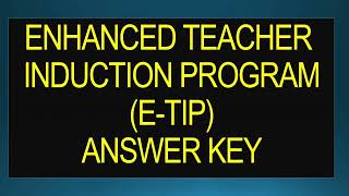 ENHANCED TEACHER INDUCTION PROGRAM (E-TIP) ANSWER KEY Wealth