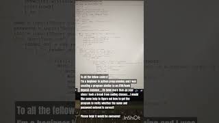 To All Fellow Coders! I'm a beginner and would like your help! Code Below #python #beginner #coder Net Worth