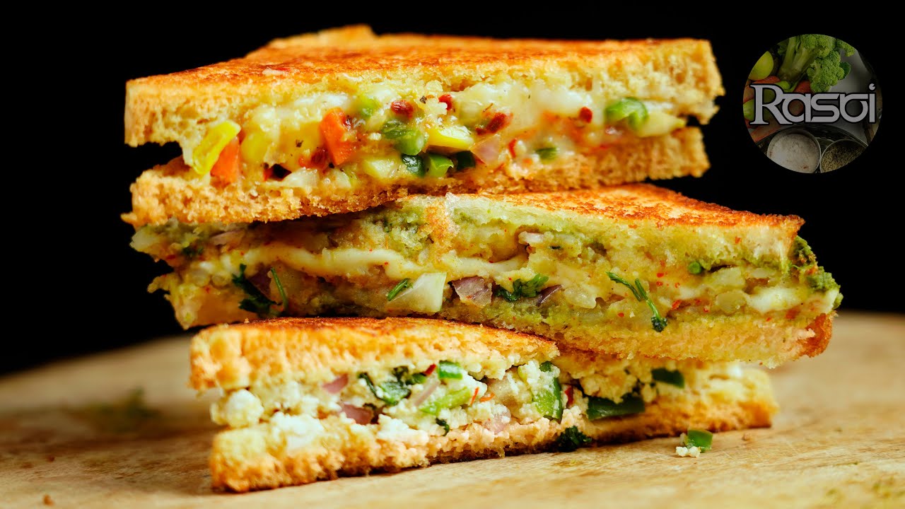 Grilled cheese sandwich with paneer potato