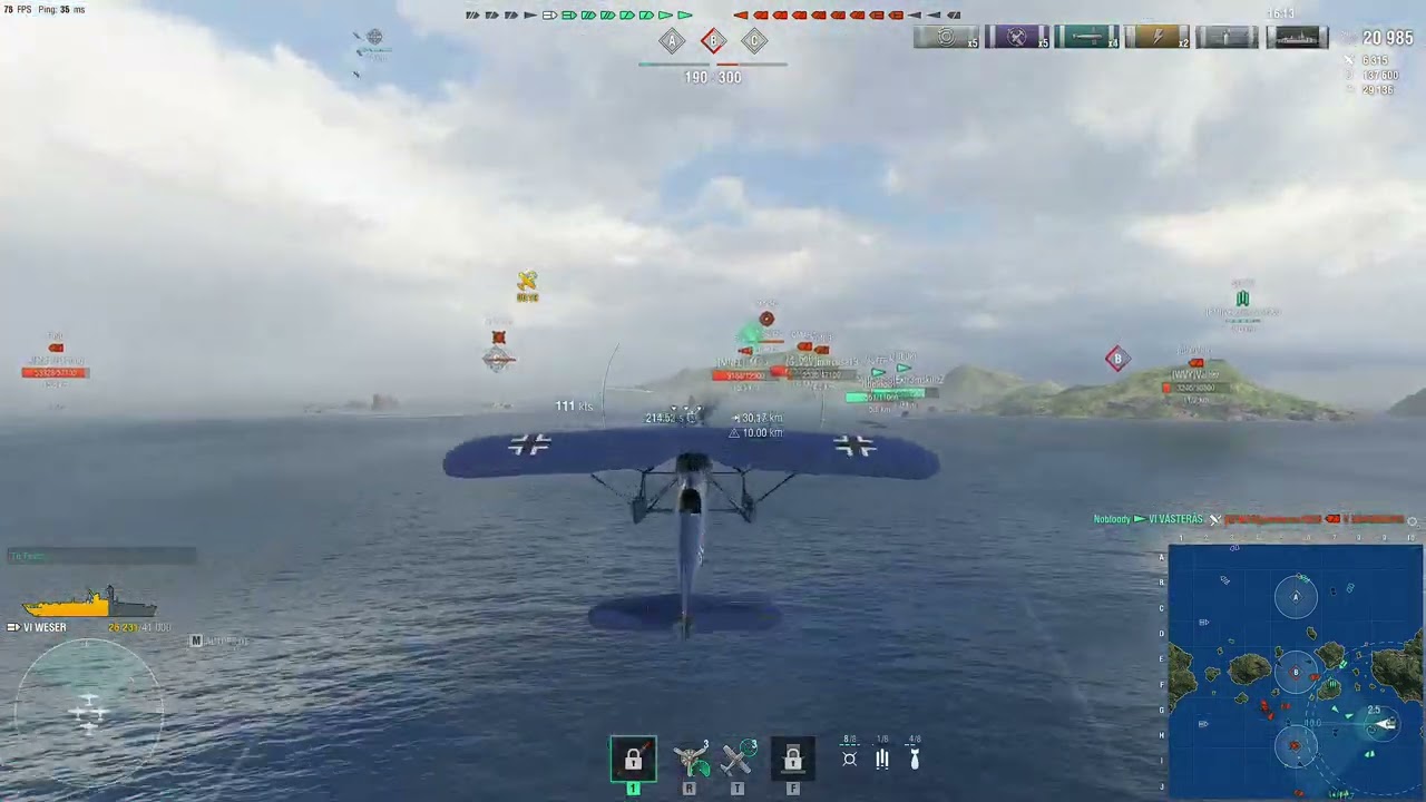 World Of Warships Random Battle Gameplay With WESER Aircraft Carrier (No Commentary Gameplay)