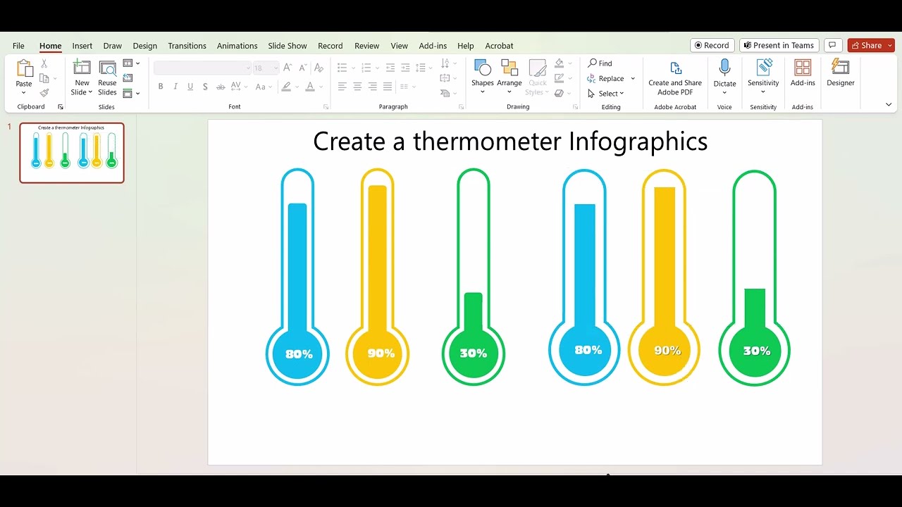 Create thermometer Infographic | পাওয়ারপয়েন্টে থার্মোমিটার ...