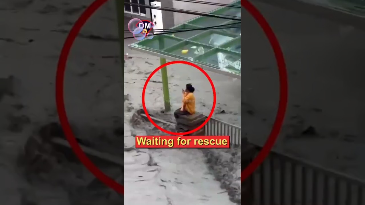 Catastrophe flood in Guangfu Township, Hualien, Taiwan. The Matayan River