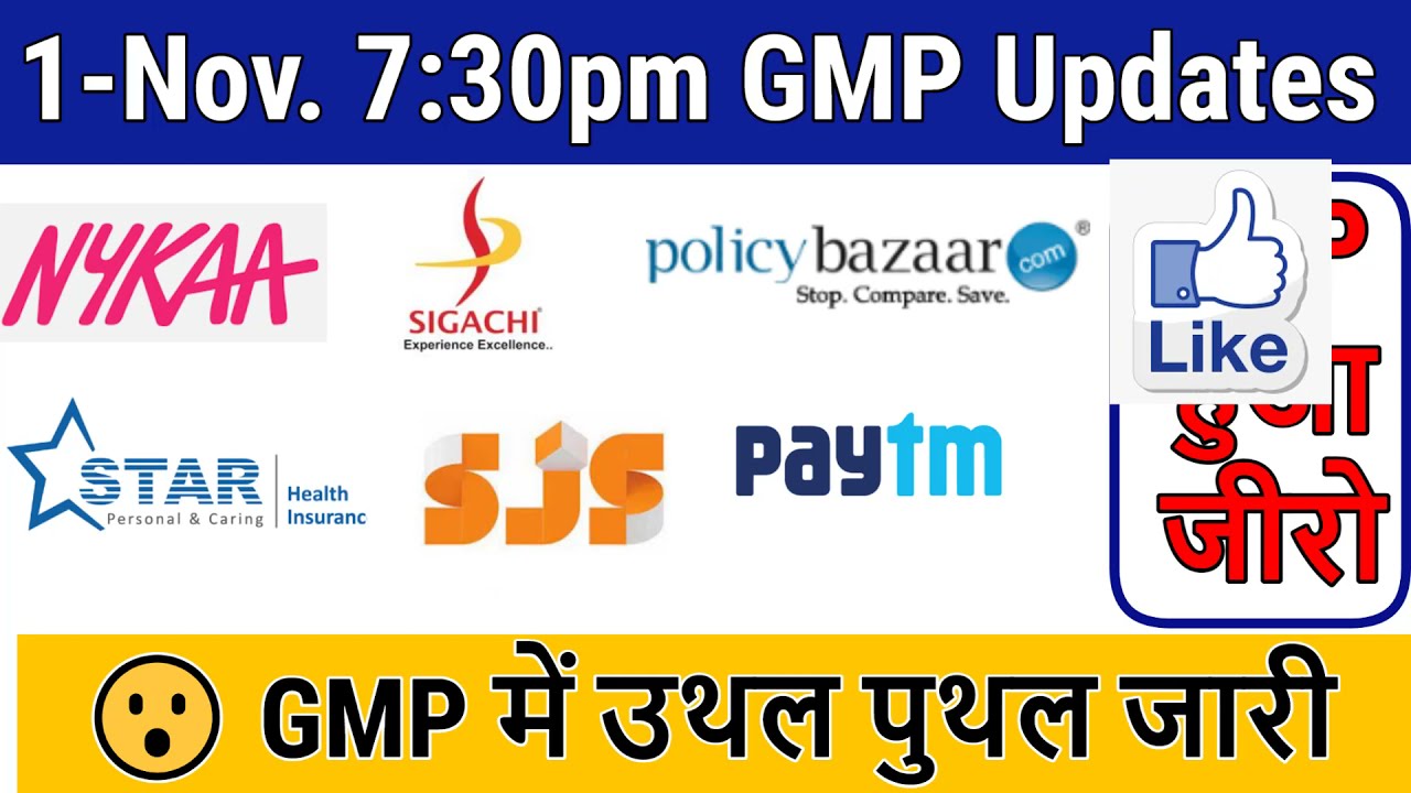 Nykaa IPO Premium Today | Sigachi IPO GMP Today | Policybazar IPO GMP Today Fino IPO GMP SJS IPO GMP