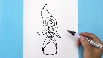 How to DRAW FIRE PRINCESS from Adventure Time step by step
