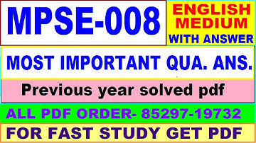 mpse 008 important questions / mpse 8 previous year question paper in English / ma political science