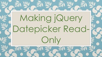 Making jQuery Datepicker Read-Only