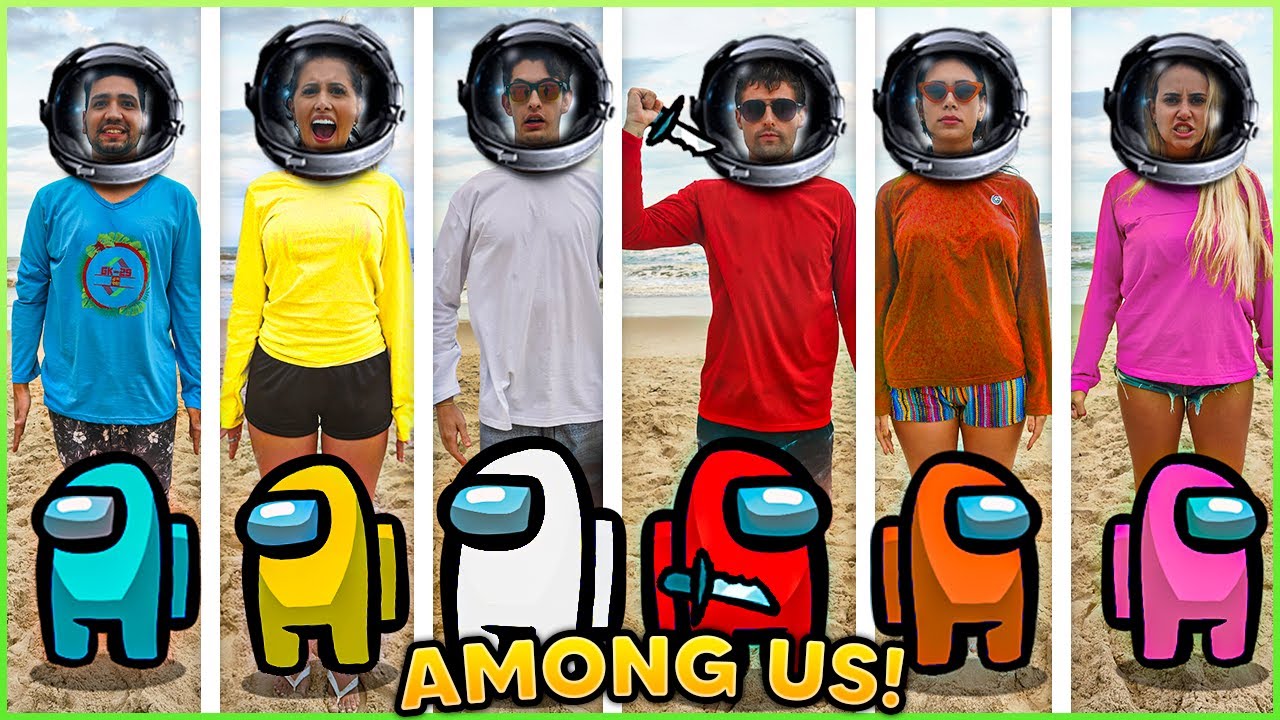 AMONG US NA PRAIA COM TODOS DA CASA!! ( AMONG US NA VIDA REAL ) [ REZENDE EVIL ] YouTube