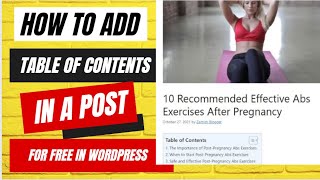 How to add table of content in Wordpress post: Create easy table of content for free