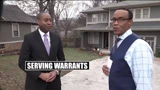 What happens when officers try to serve a warrant?
