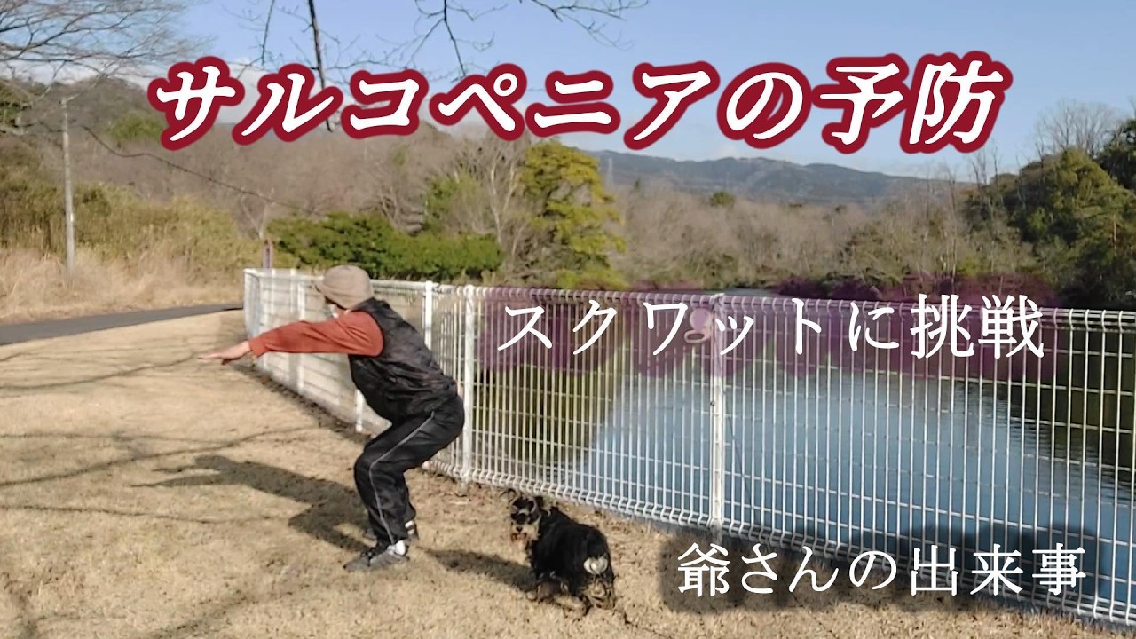 爺さんが、スクワットに挑戦しました。