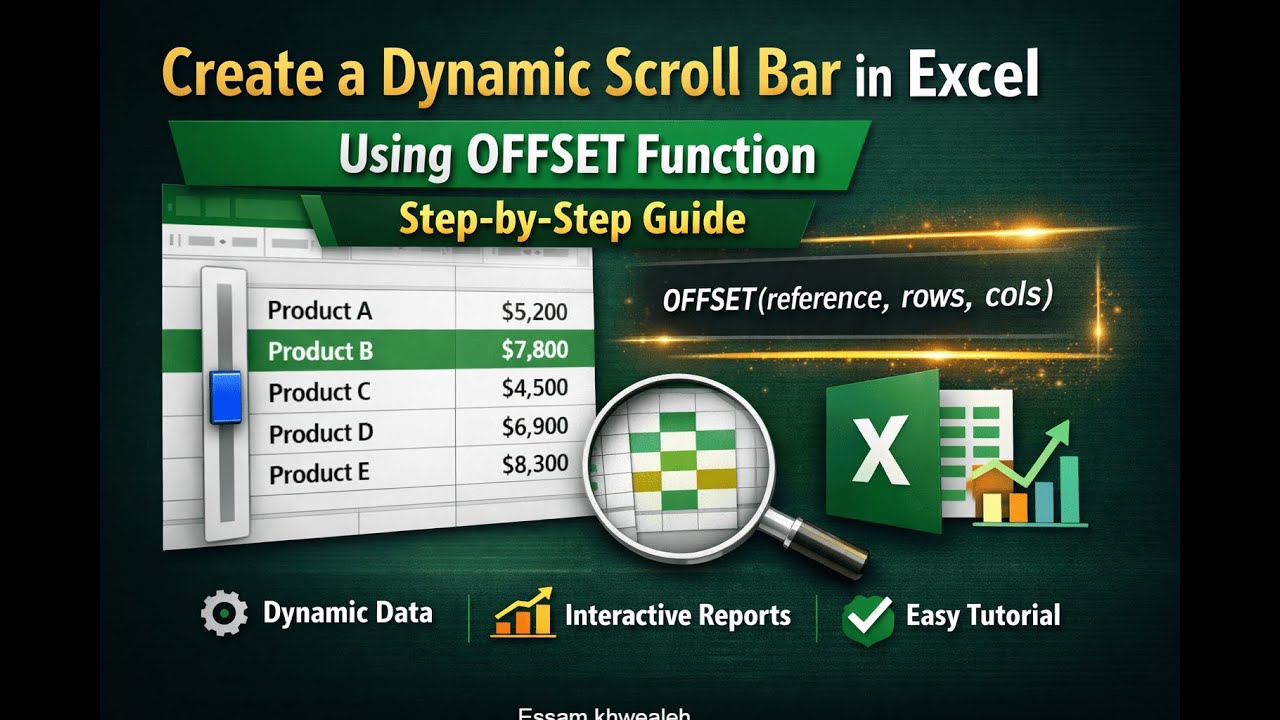 شريط تمرير ديناميكي في الإكسل خلال دقائقDynamic Scroll Bar in Excel ...