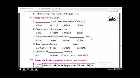 Rotary Club of Ambattur Class 4 Science Lesson 1 My Body Part 8