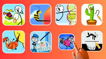 Help Me: Tricky Puzzle, Thief Puzzle, Help Me: Brain Tricky Story, Draw 2 Save: Stickman Puzzle
