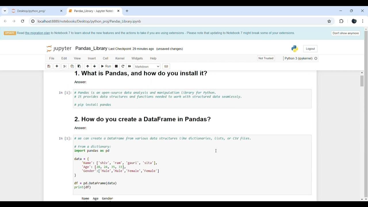 Pandas Library#python #jupyternotebook #dataframe #pandas #import # ...