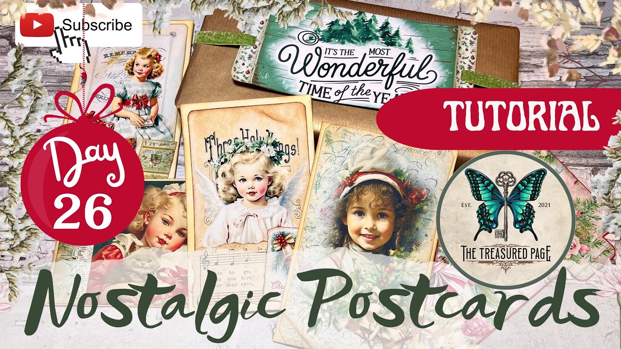 EASY Nostalgic Holiday Postcards | Day 26 of Christmas Craft Off 24!