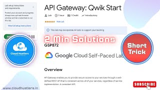 API Gateway Qwik Start | #GSP872 | #shorttrick