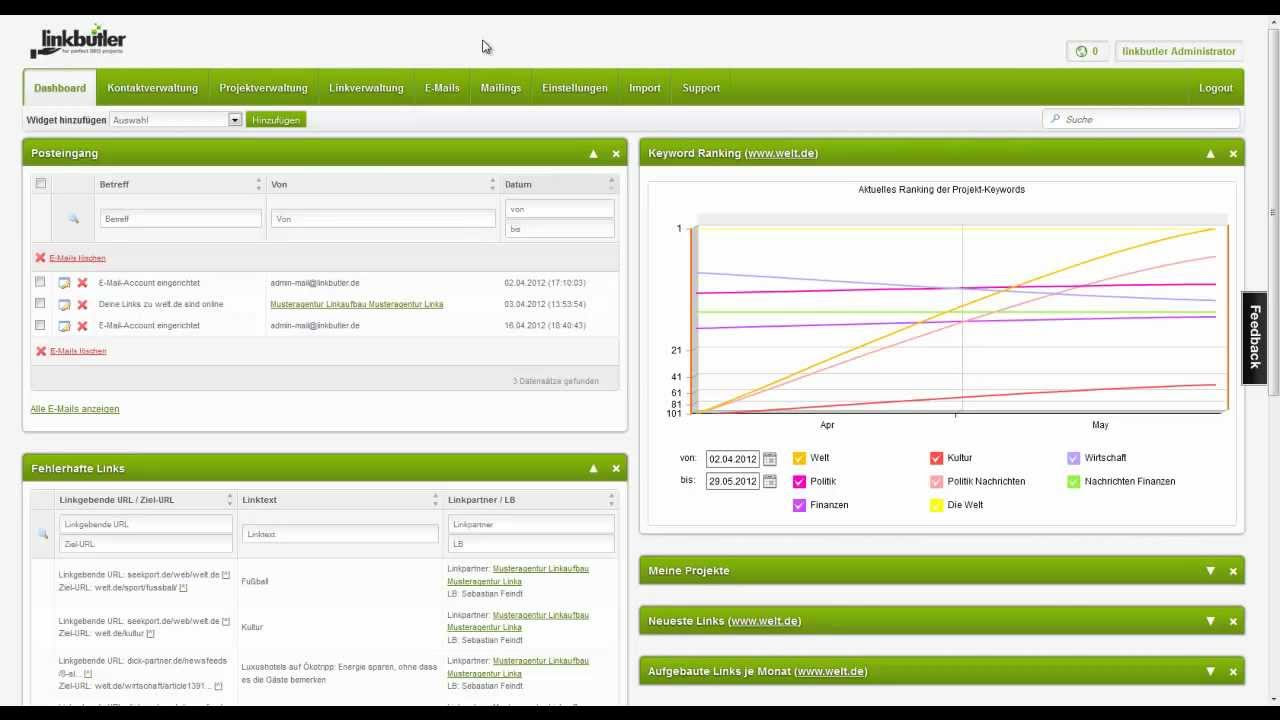 New Linkpartner anlegen und Link erfassen - Tutorial für SEO Software linkbutler
