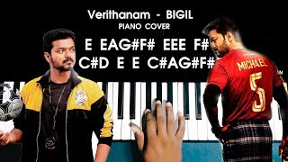 Verithanam   Bigil Movie Song Piano Cover Short Version WITH NOTES | AJ Shangarjan