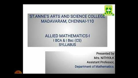 Allied Mathematics-I video 1