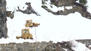 Plowing is underway on Going to the Sun Road in Glacier NP