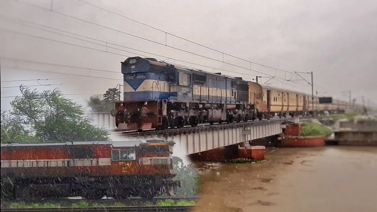 Train in extremely Heavy Rain ! train over the julka bridge | Up + DN Tebhaga special superfast skip