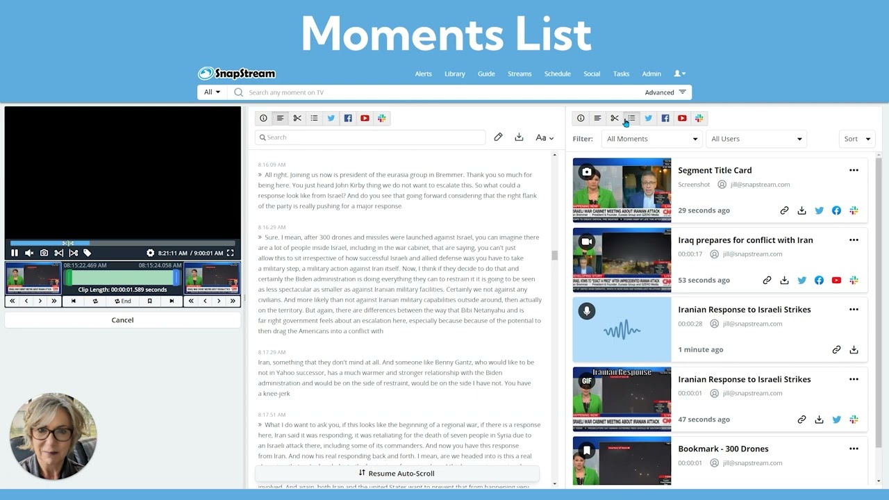 How To View All Clips/Moments In SnapStream
