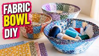 Fabric Scrap Upcycling DIY | Decorative Fabric Plate / Bowl (Patchwork Sewing Project)