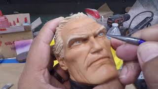 Painting 1/3 Scale Bruce Wayne Head And Adding Hair the dark night