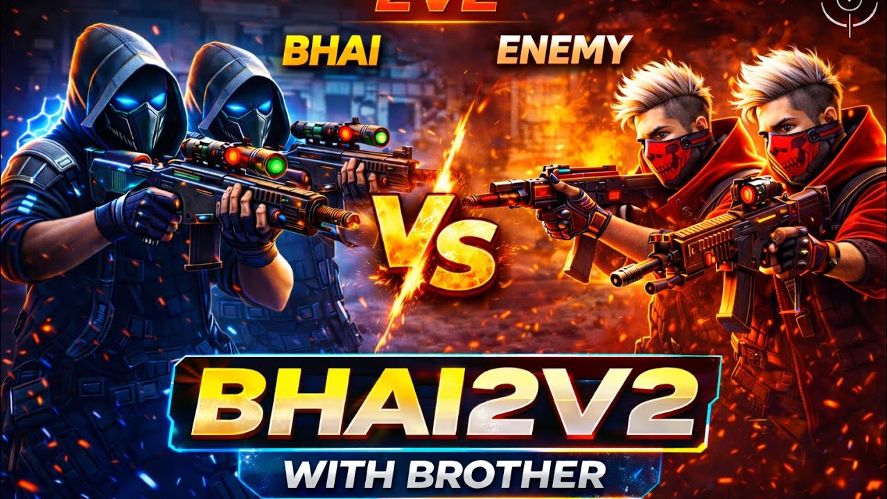 2v2 Bhai With Brother 🔥 Free Fire Intense Enemy Match | Clutch Gameplay