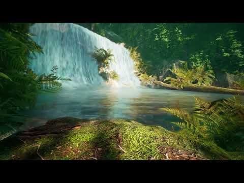 Waterfall Flowing Over Rocks in Forest | Relaxing Flowing Waterfall Meditation