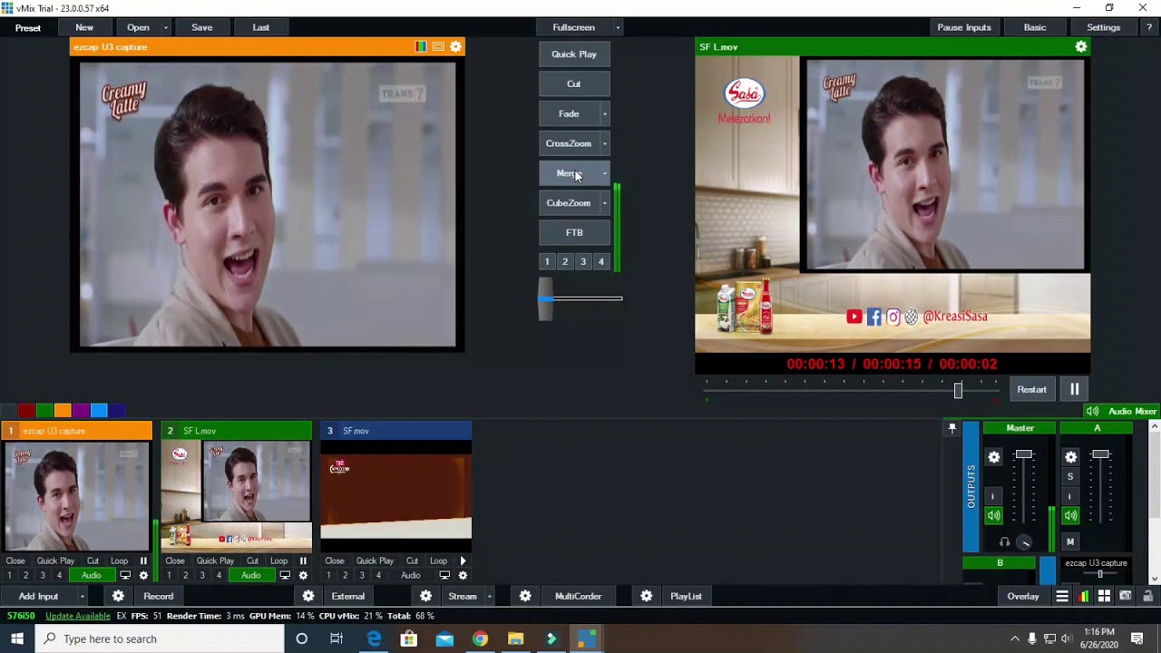 Memasukkan iklan squeeze frame memakai vmix YouTube