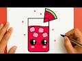 كيف ترسم كوب عصير كيوت خطوة بخطوة رسم سهل تعليم الرسم للمبتدئين Cute Juice Cup Drawing 