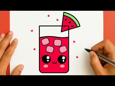 كيف ترسم كوب عصير كيوت خطوة بخطوة رسم سهل تعليم الرسم للمبتدئين Cute Juice Cup Drawing 