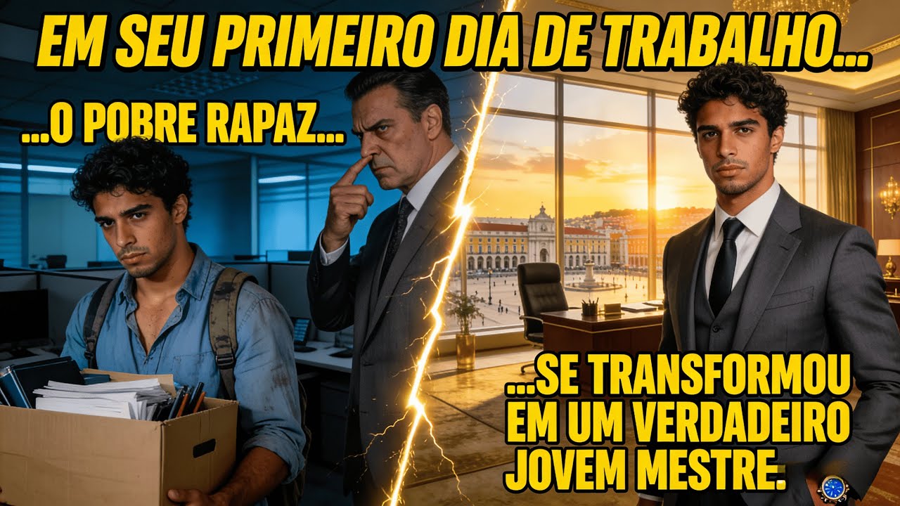Em seu primeiro dia de trabalho, o pobre rapaz se transformou em um verdadeiro jovem mestre.