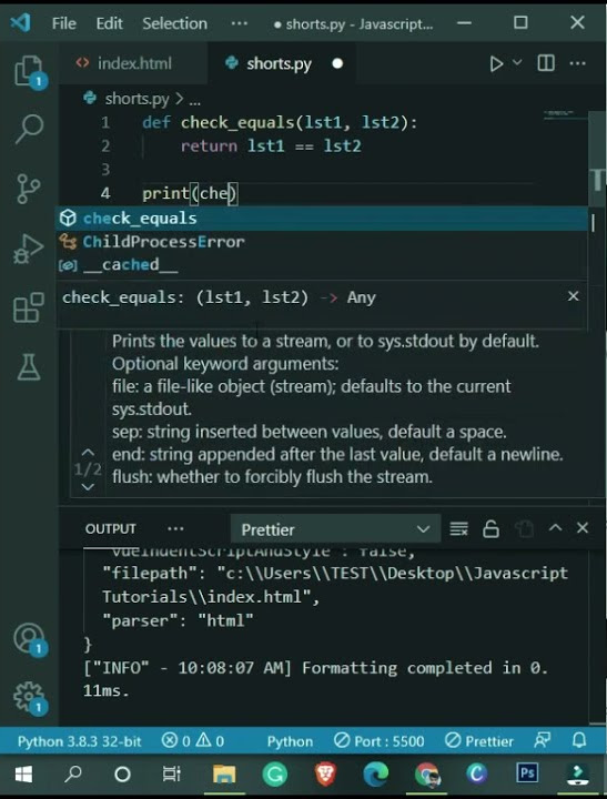  shorts programming python exercise compare two lists return true