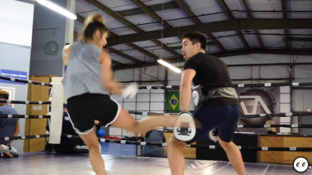 UFC Strawweight Fighter Cynthia Calvillo Muay Thai Training with Justin Buchholz