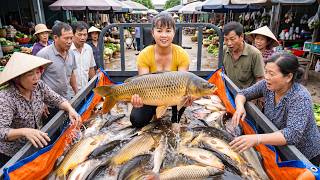 Pulling Nets with Farmers | Harvesting 500KG Big Fish to Sell at Village Market