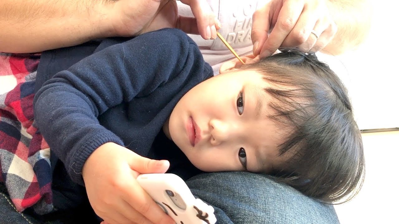 まーちゃんとナナタンの耳かきをゴリパパがしてくれたよ！【ココロマン普段の様子】