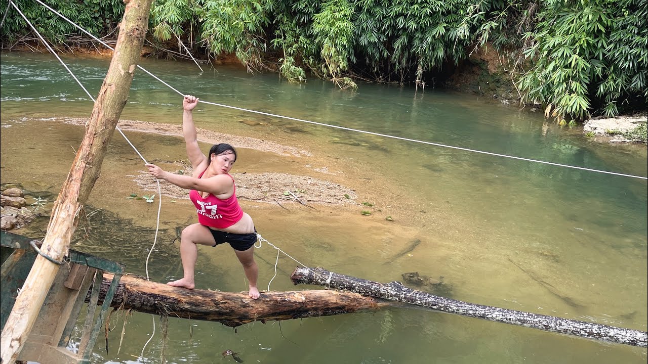 agricultural vehicle transporting wood, girl's amazing swimming skills