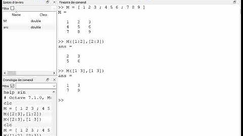 Estrazione sottomatrici di una matrice su Octave