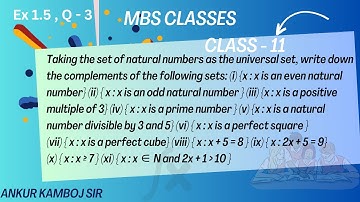 Class 11 Ex 1.5 Q 3 Taking the set of natural numbers as the universal set, write down the complemen