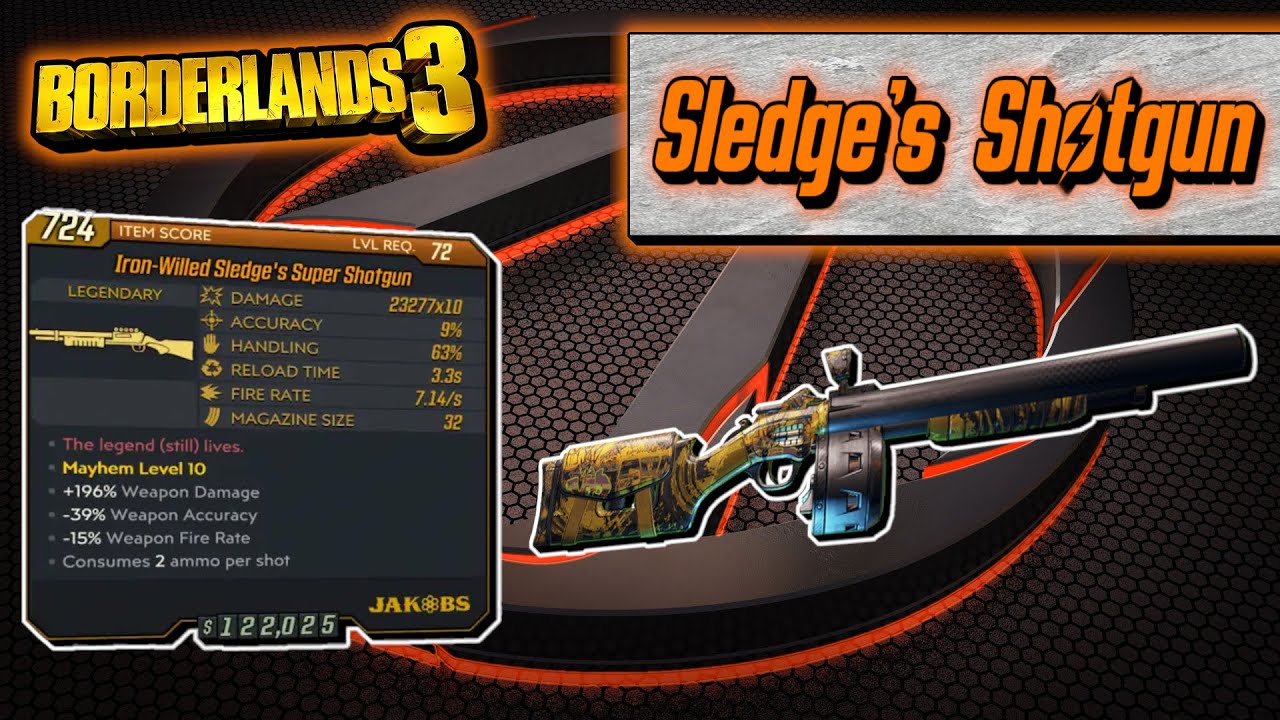 Legendary Item Guide Sledge's Shotgun [Borderlands 3] YouTube
