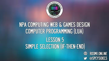 NPA Games & Web Design - Computer Programming - Simple Selection in Lua