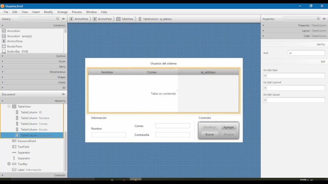 Registros de una base de datos mostrados en una tabla con JavaFX