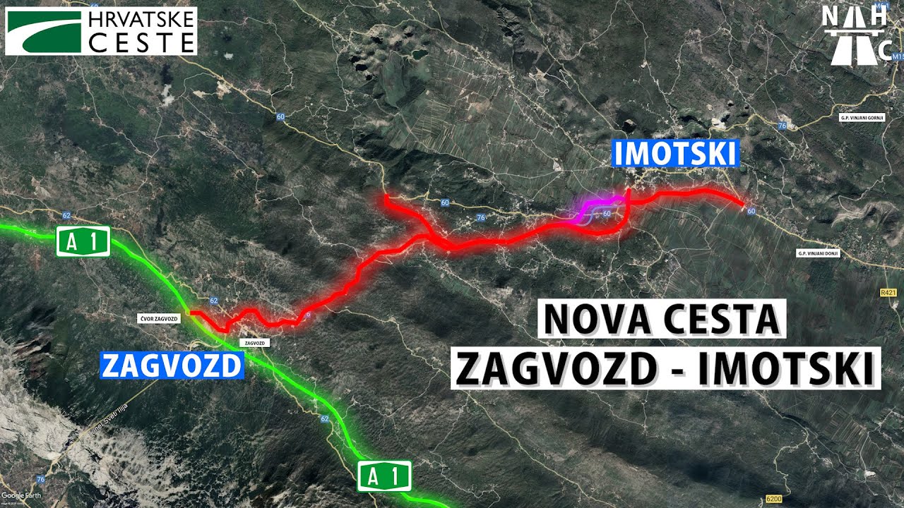 PREGLED TRASE: Nova državna cesta ZAGVOZD - IMOTSKI